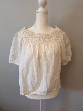 Lot of 2  Free Assembly Women's Puff Sleeve Top — dark orange and cream